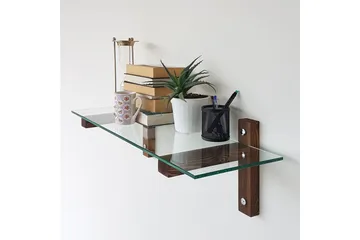 Quezad Vegghylle 85 cm - Valnøtt - Oppbevaring - Hylle - Vegghylle