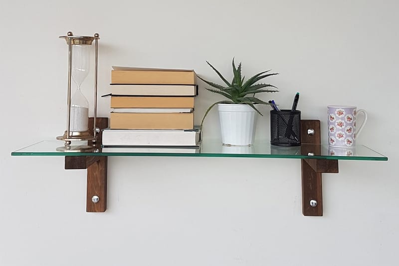 Quezad Vegghylle 85 cm - Valnøtt - Oppbevaring - Hylle - Vegghylle