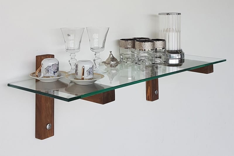 Quezad Vegghylle 85 cm - Valnøtt - Oppbevaring - Hylle - Vegghylle