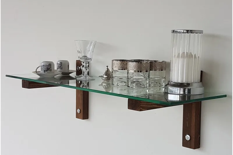 Quezad Vegghylle 85 cm - Valnøtt - Oppbevaring - Hylle - Vegghylle