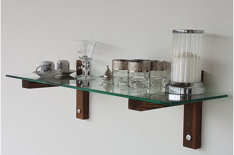 Quezad Vegghylle 85 cm - Valnøtt - Oppbevaring - Hylle - Vegghylle