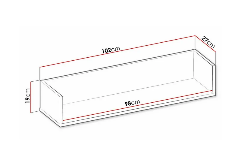 Rathmore vegghylle 102x27 cm - Oppbevaring - Hylle - Vegghylle