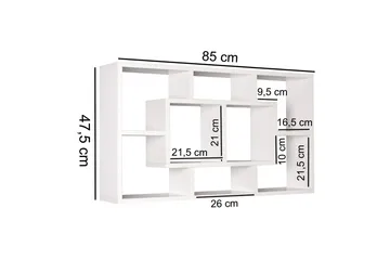 Rhosgoch Vegghylle - Hvit - Oppbevaring - Hylle - Vegghylle