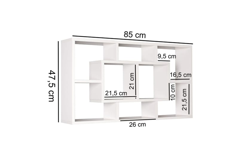 Rhosgoch Vegghylle - Hvit - Oppbevaring - Hylle - Vegghylle