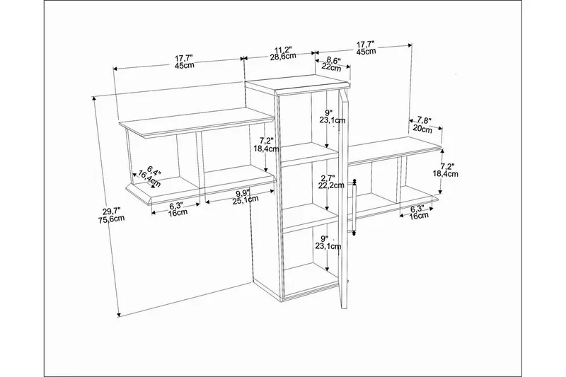 Rinorea Vegghylle 118,6x51,8 cm - Brun - Oppbevaring - Hylle - Vegghylle