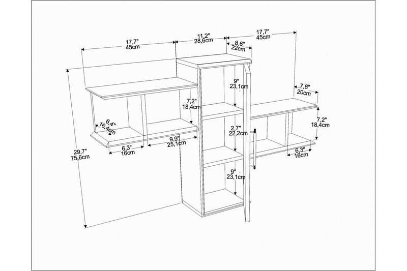 Rinorea Vegghylle 118,6x51,8 cm - Svart - Oppbevaring - Hylle - Vegghylle