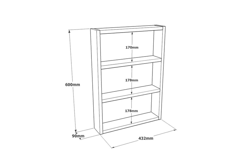 Rinorea Vegghylle 43,2x60 cm - Antrasitt - Oppbevaring - Hylle - Vegghylle