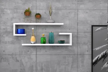 Sergoit Vegghylle 60x20 cm 4 Hyller - Hvit - Oppbevaring - Hylle - Vegghylle