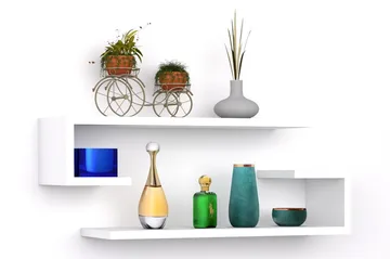 Sergoit Vegghylle 60x20 cm 4 Hyller - Hvit - Oppbevaring - Hylle - Vegghylle