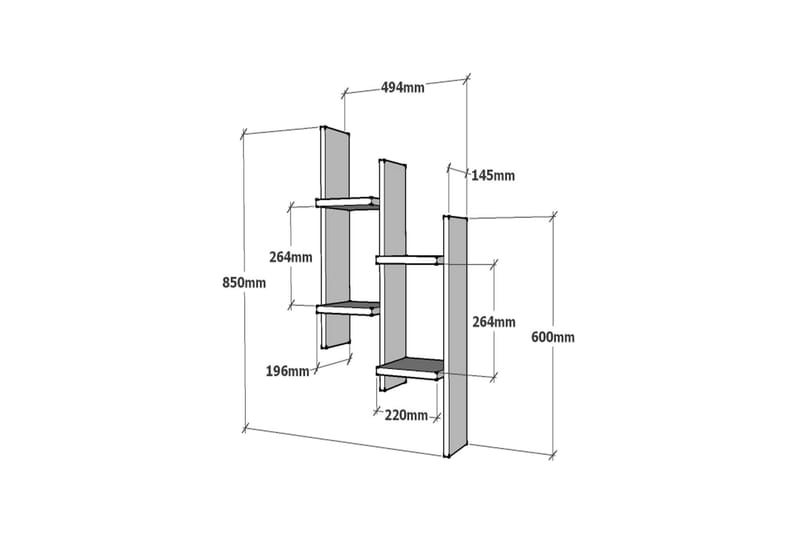 Shottisham Vegghylle 49 cm - Antrasitt|Valnøtt - Oppbevaring - Hylle - Vegghylle