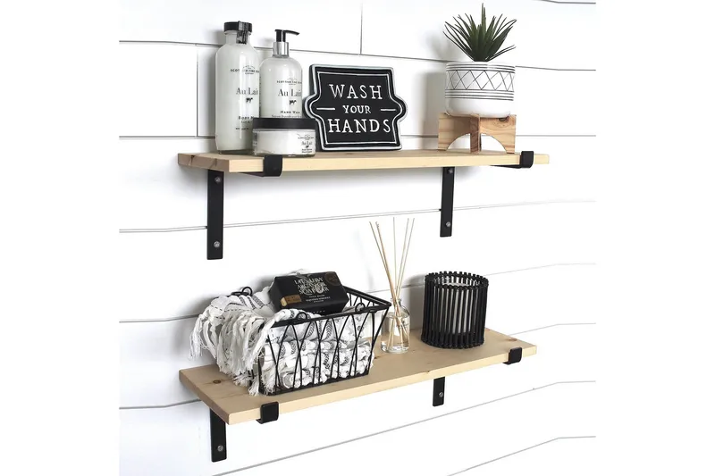 Straad Vegghylle 60 cm - Svart / Valnøtt - Oppbevaring - Hylle - Vegghylle