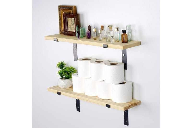 Straad Vegghylle 60 cm - Svart / Valnøtt - Oppbevaring - Hylle - Vegghylle