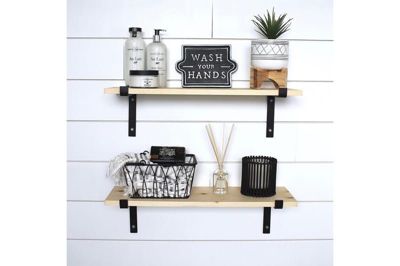 Straad Vegghylle 60 cm - Svart / Valnøtt - Oppbevaring - Hylle - Vegghylle