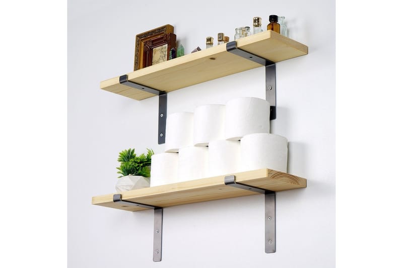 Straad Vegghylle 60 cm - Svart / Valnøtt - Oppbevaring - Hylle - Vegghylle