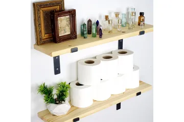 Straad Vegghylle 60 cm - Svart / Valnøtt - Oppbevaring - Hylle - Vegghylle