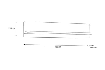 Svetis Vegghylle 22x180 cm - Hvit - Oppbevaring - Hylle - Vegghylle