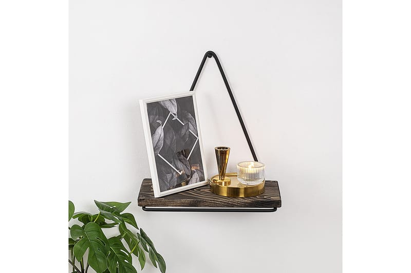 Takasu Vegghylle 15x27 cm - Svart / Valnøtt - Oppbevaring - Hylle - Vegghylle