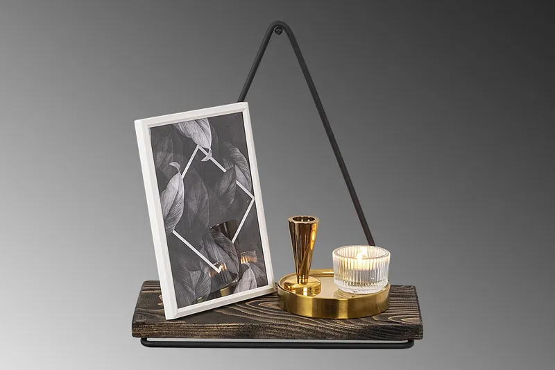 Takasu Vegghylle 15x27 cm - Svart / Valnøtt - Oppbevaring - Hylle - Vegghylle