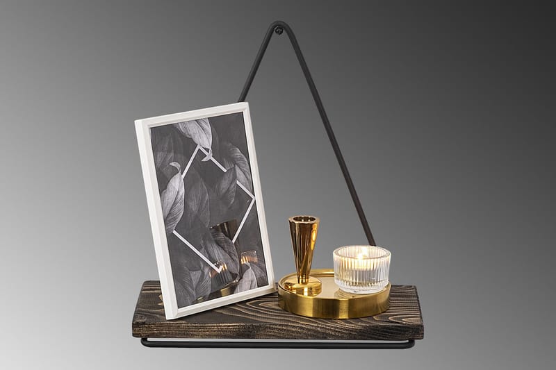 Takasu Vegghylle 15x27 cm - Svart / Valnøtt - Oppbevaring - Hylle - Vegghylle