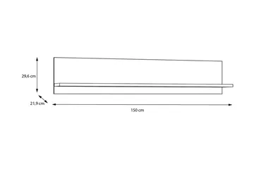Tolovgrad Vegghylle 22x150 cm - Grå/Hvit - Oppbevaring - Hylle - Vegghylle