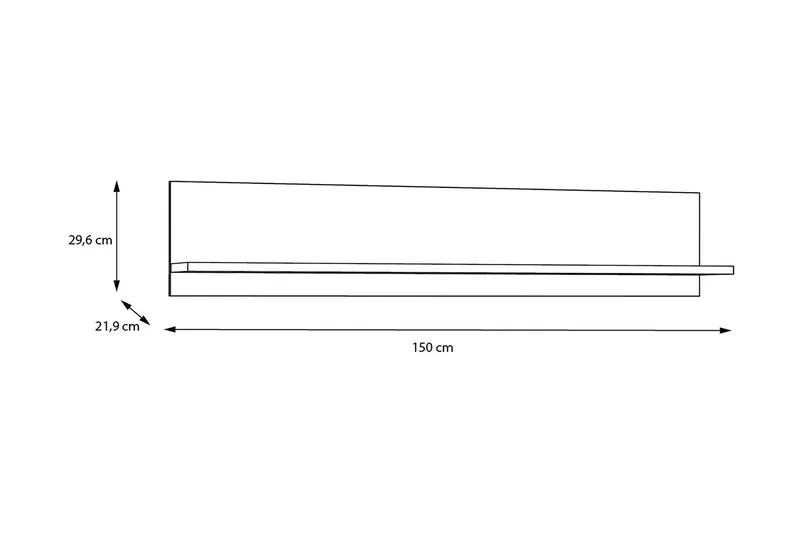 Tolovgrad Vegghylle 22x150 cm - Grå/Hvit - Oppbevaring - Hylle - Vegghylle