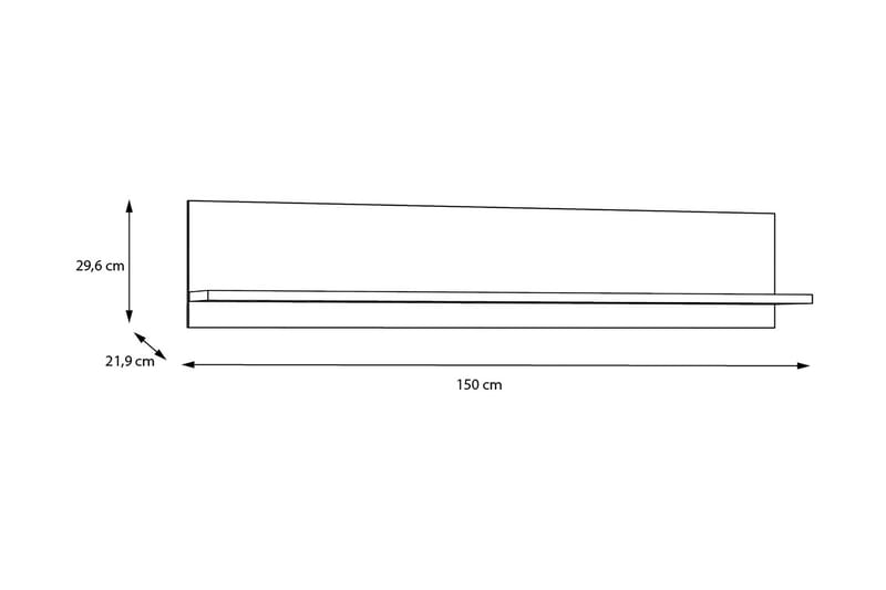 Tolovgrad Vegghylle 22x150 cm - Grå/Hvit - Oppbevaring - Hylle - Vegghylle