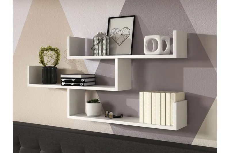 Trio Vegghylle 119x18x55 cm - Hvit - Oppbevaring - Hylle - Vegghylle