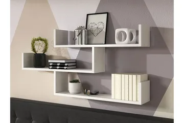 Trio Vegghylle 119x18x55 cm - Hvit - Oppbevaring - Hylle - Vegghylle