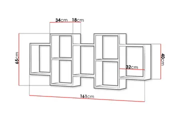 Trio Vegghylle 161x18x65 cm - Oppbevaring - Hylle - Vegghylle