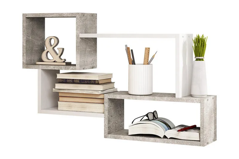 Trio Vegghylle 87x18x54 cm, Beige/Grå