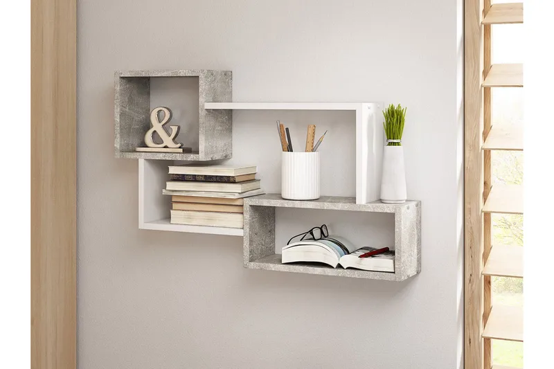 Trio Vegghylle 87x18x54 cm - Beige/Grå - Oppbevaring - Hylle - Vegghylle