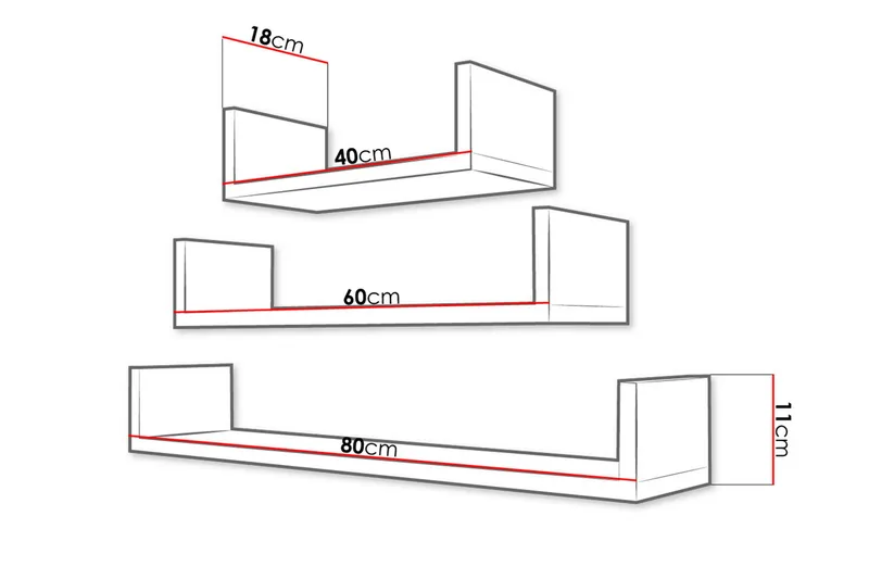 Trio Vegghylle - Beige / Grå - Oppbevaring - Hylle - Vegghylle