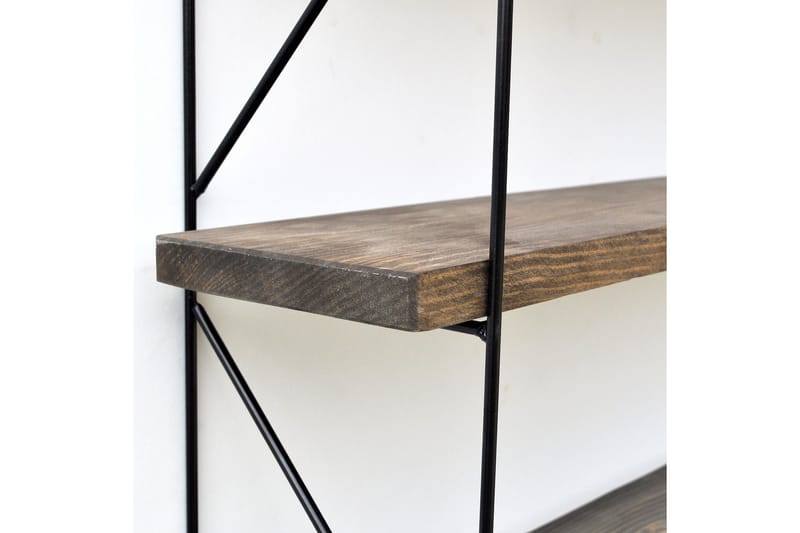 Vegghylle 15x60 cm - Valnøtt/Svart - Oppbevaring - Hylle - Vegghylle