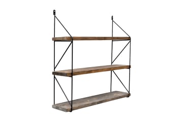 Vegghylle 15x60 cm - Valnøtt/Svart - Oppbevaring - Hylle - Vegghylle