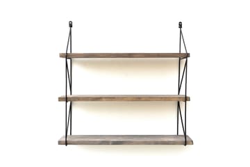 Vegghylle 15x60 cm - Valnøtt/Svart - Oppbevaring - Hylle - Vegghylle