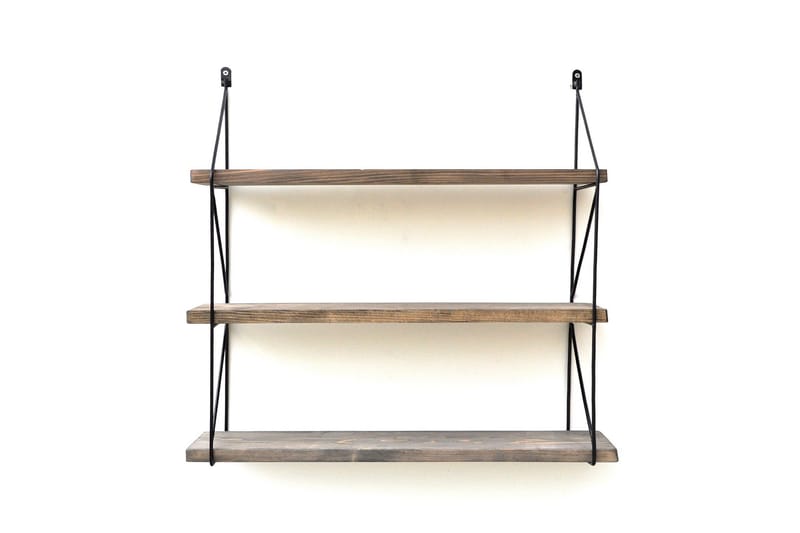 Vegghylle 15x60 cm - Valnøtt/Svart - Oppbevaring - Hylle - Vegghylle
