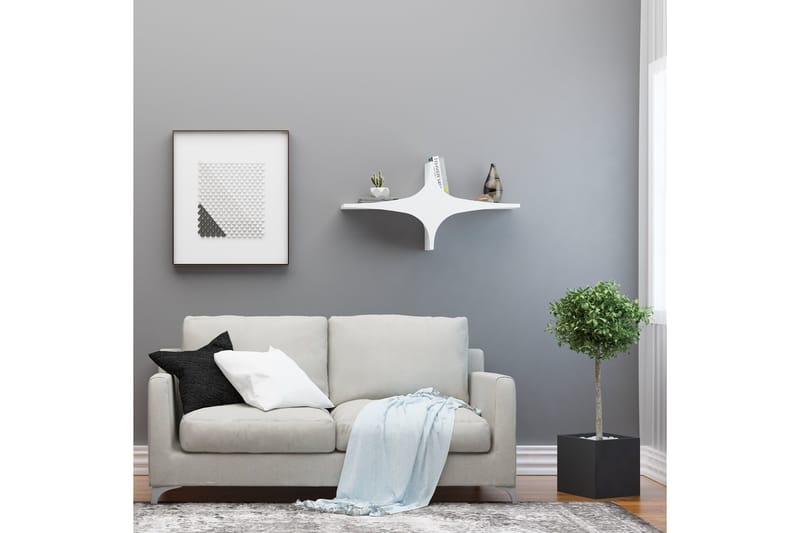 Vegghylle 20x90 cm - Hvit - Oppbevaring - Hylle - Vegghylle