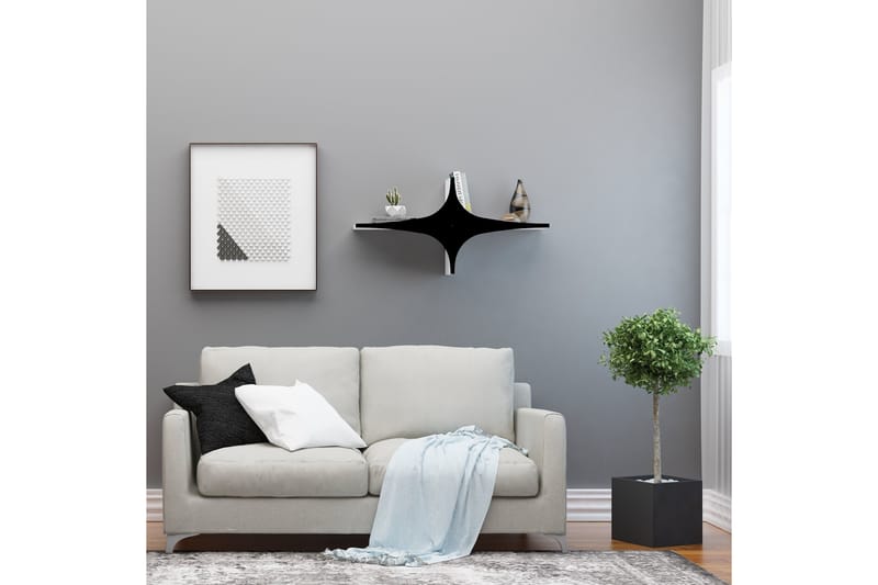 Vegghylle 20x90 cm - Svart - Oppbevaring - Hylle - Vegghylle