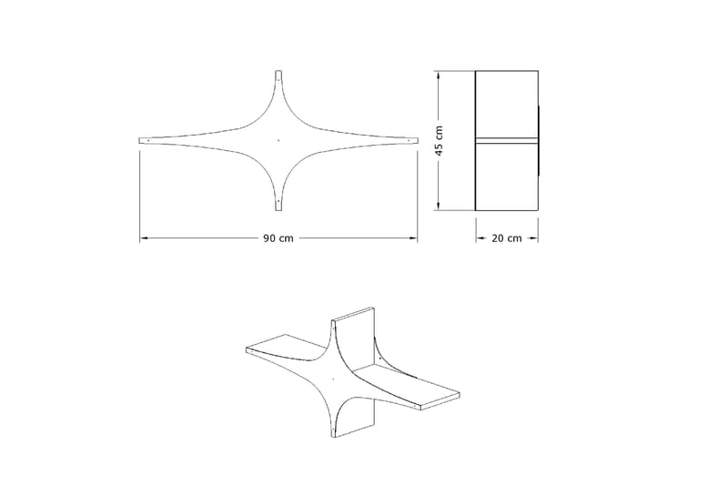 Vegghylle 20x90 cm - Svart - Oppbevaring - Hylle - Vegghylle