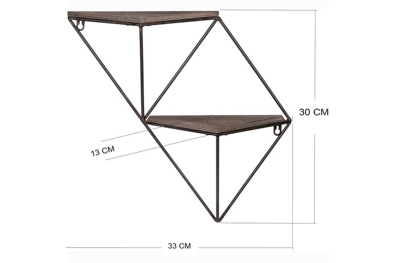 Vegghylle 30x33 cm - Valnøtt/Svart - Vegghylle - Vegghengt oppbevaring