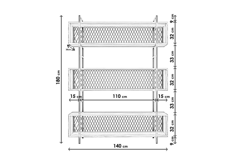 Vegghylle Duvarci 180x30 cm - Svart - Vegghylle - Vegghengt oppbevaring