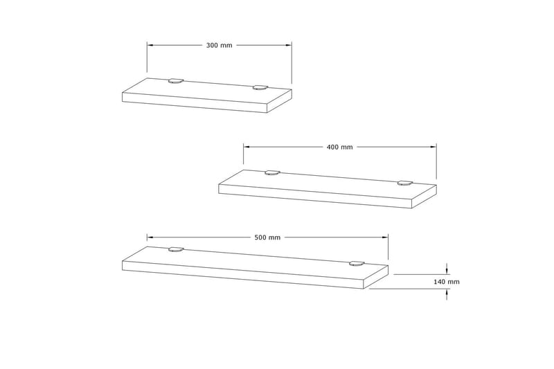 Vegghylle Jakor 2x30 cm 3-pk - Hvit - Vegghylle - Vegghengt oppbevaring