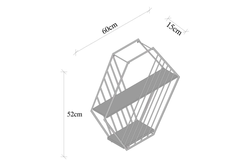 Vegghylle Karadeniz 15x60 cm 2- pk - Svart / Valnøtt - Vegghylle - Vegghengt oppbevaring