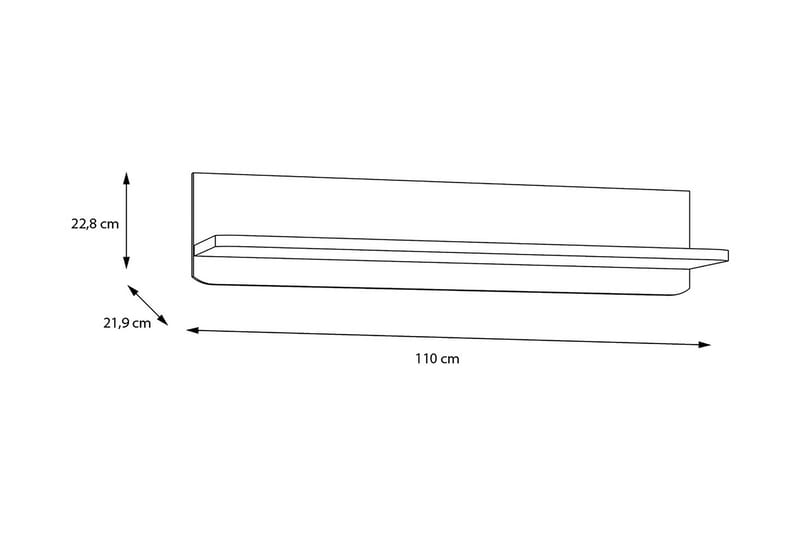 Vegghylle Meris 22x110 cm - Grå/Brun - Vegghylle - Vegghengt oppbevaring