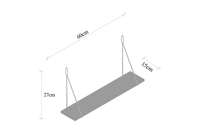 Vegghylle Neflats 15x60 cm - Svart / Valnøtt - Vegghylle - Vegghengt oppbevaring