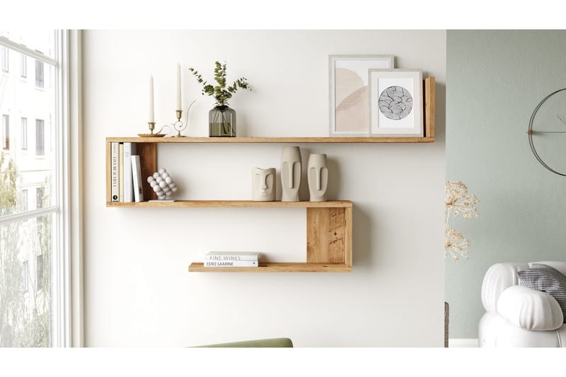 Vegghylle Qorgyle 120 cm - Brun - Oppbevaring - Hylle - Vegghylle