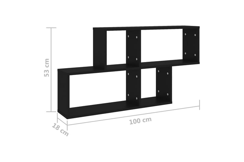 Vegghylle svart 100x18x53 cm sponplate - Svart - Vegghylle - Vegghengt oppbevaring