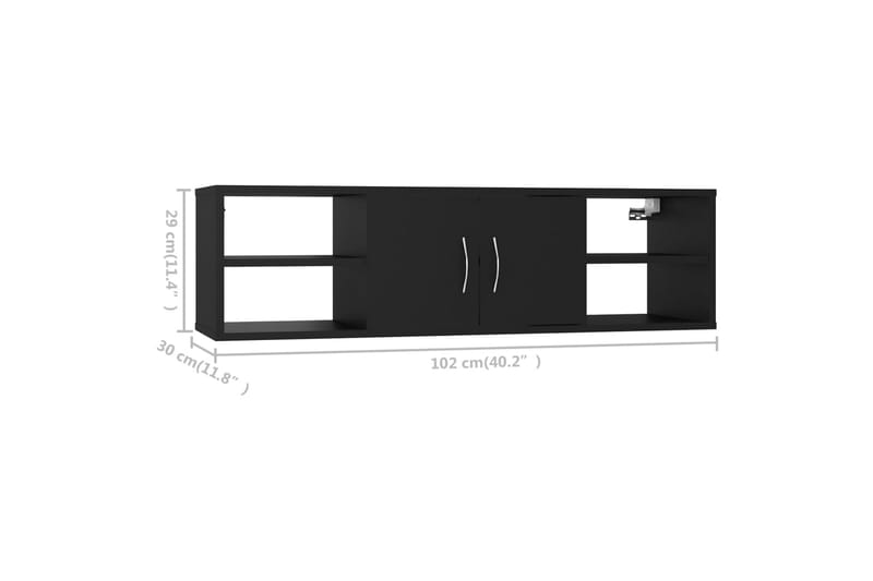 Vegghylle svart 102x30x29 cm sponplate - Svart - Vegghylle - Vegghengt oppbevaring