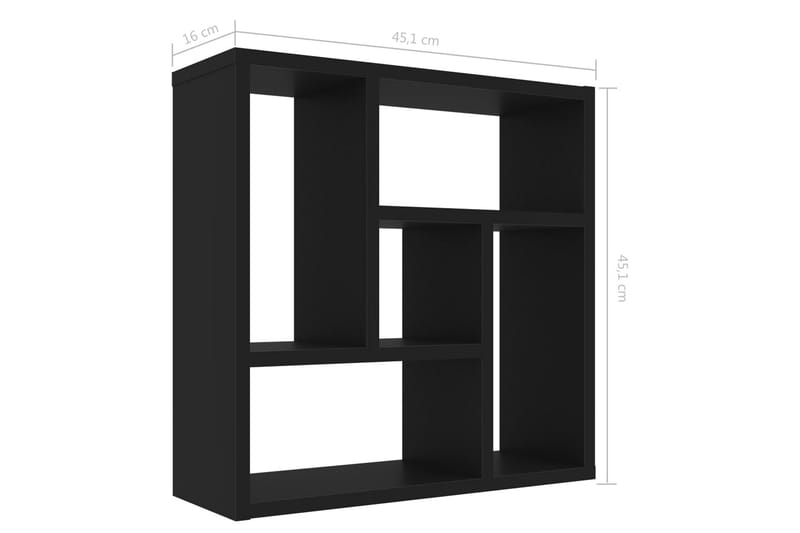 Vegghylle svart 45,1x16x45,1 cm sponplate - Vegghylle - Vegghengt oppbevaring