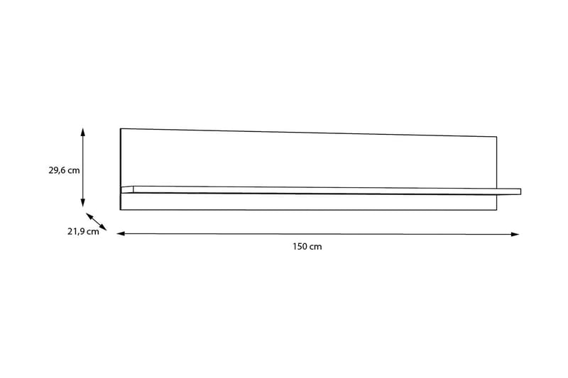 Vegghylle Uzunkop 22x150 cm - Grå/Hvit - Vegghylle - Vegghengt oppbevaring